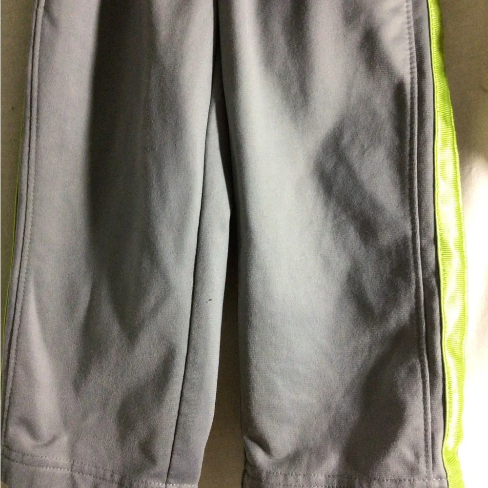 Nike Kids Gray Sweatpants with Neon Green Side Stripe